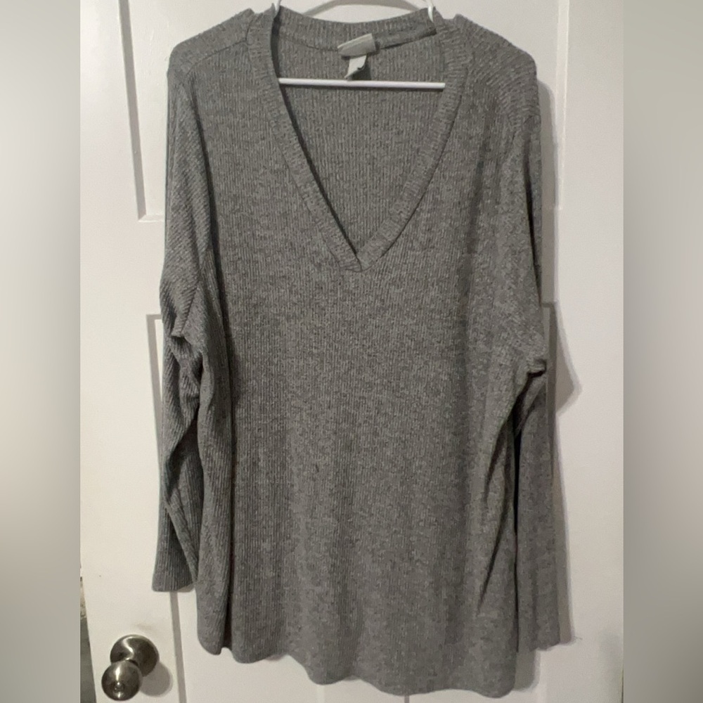 Women’s Ava & Viv Plus Size Long Sleeve V Neck Pull Over Sweater